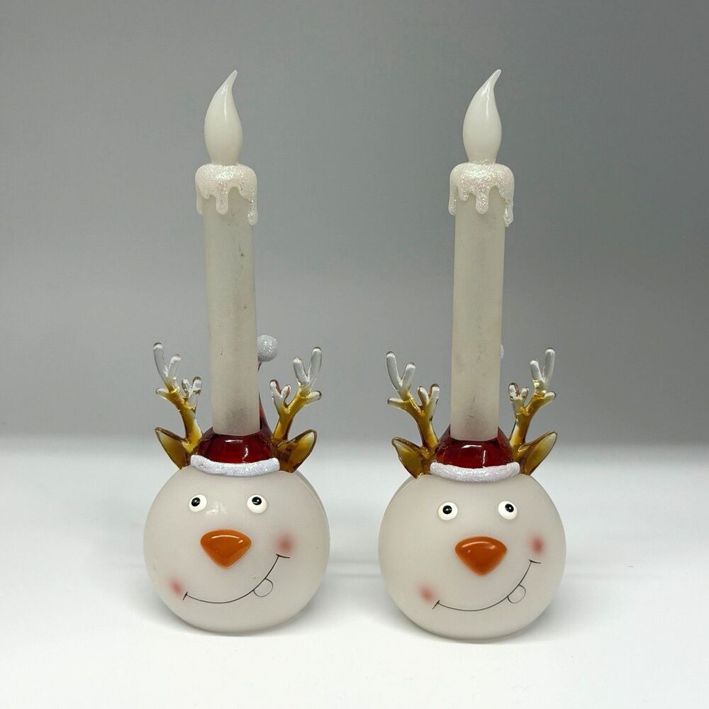 Bethlehem Reindeer Flameless Candle Set With Timer Christmas Decor Pair